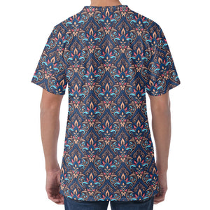 Damask Boho Pattern Print Men's Velvet T-Shirt