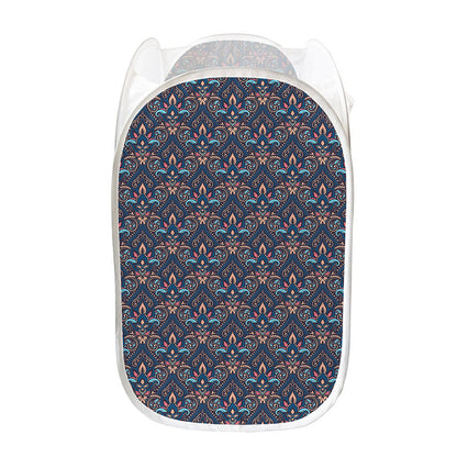 Damask Boho Pattern Print Mesh Laundry Hamper