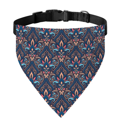 Damask Boho Pattern Print Over The Collar Dog Bandana