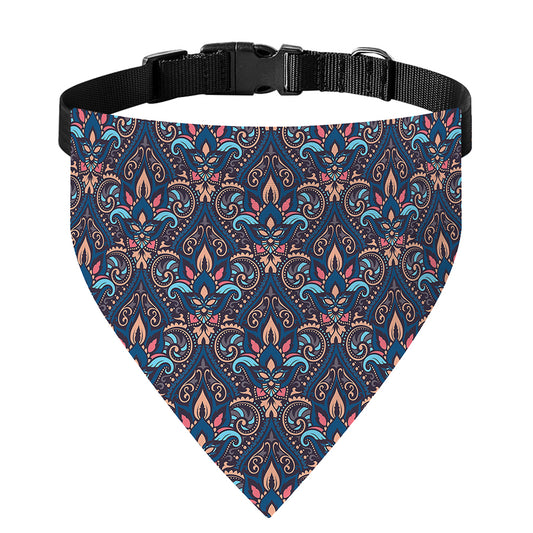 Damask Boho Pattern Print Over The Collar Dog Bandana