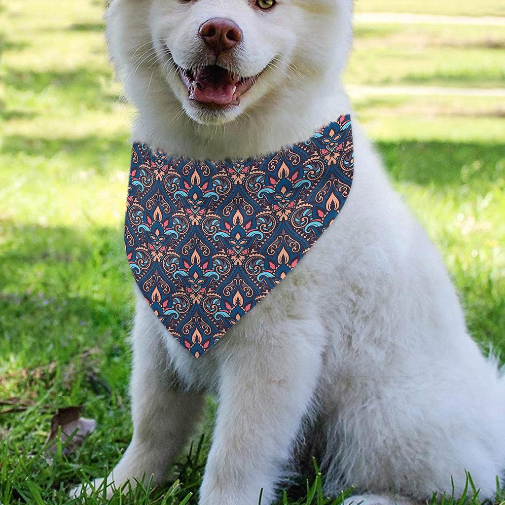 Damask Boho Pattern Print Over The Collar Dog Bandana