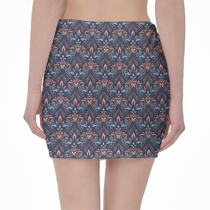 Damask Boho Pattern Print Pencil Mini Skirt