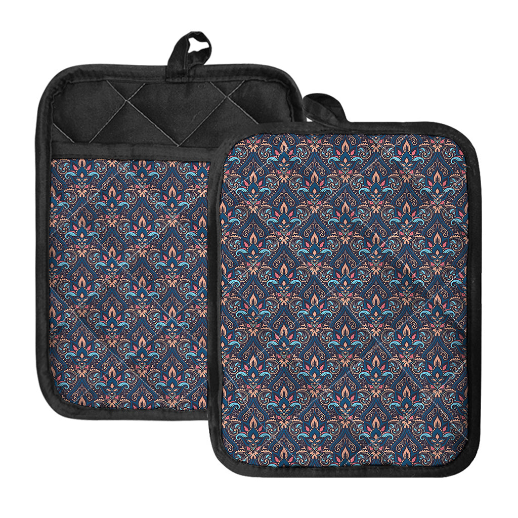 Damask Boho Pattern Print Pot Holders With Pocket