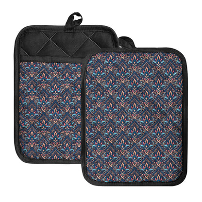 Damask Boho Pattern Print Pot Holders With Pocket