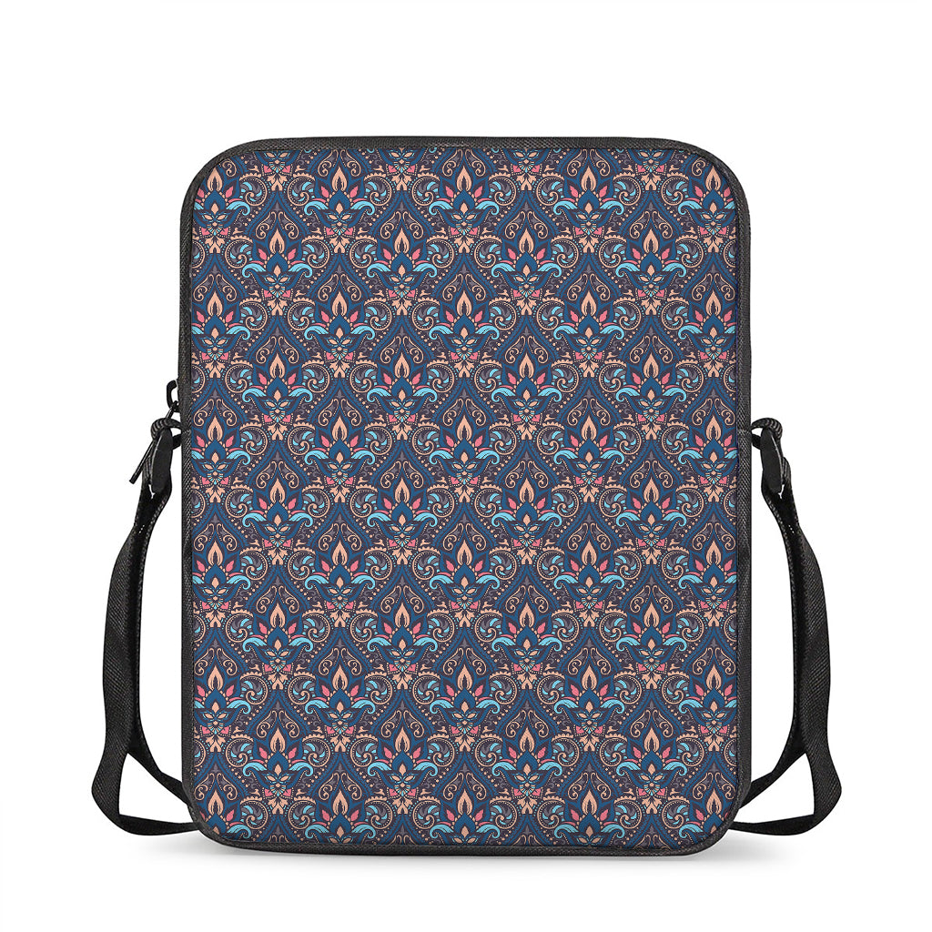 Damask Boho Pattern Print Rectangular Crossbody Bag