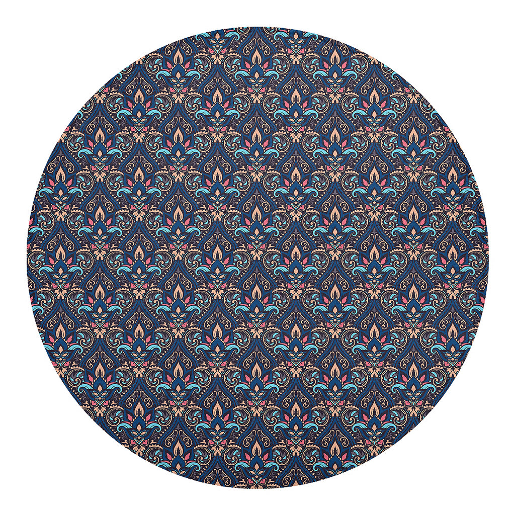 Damask Boho Pattern Print Round Blanket