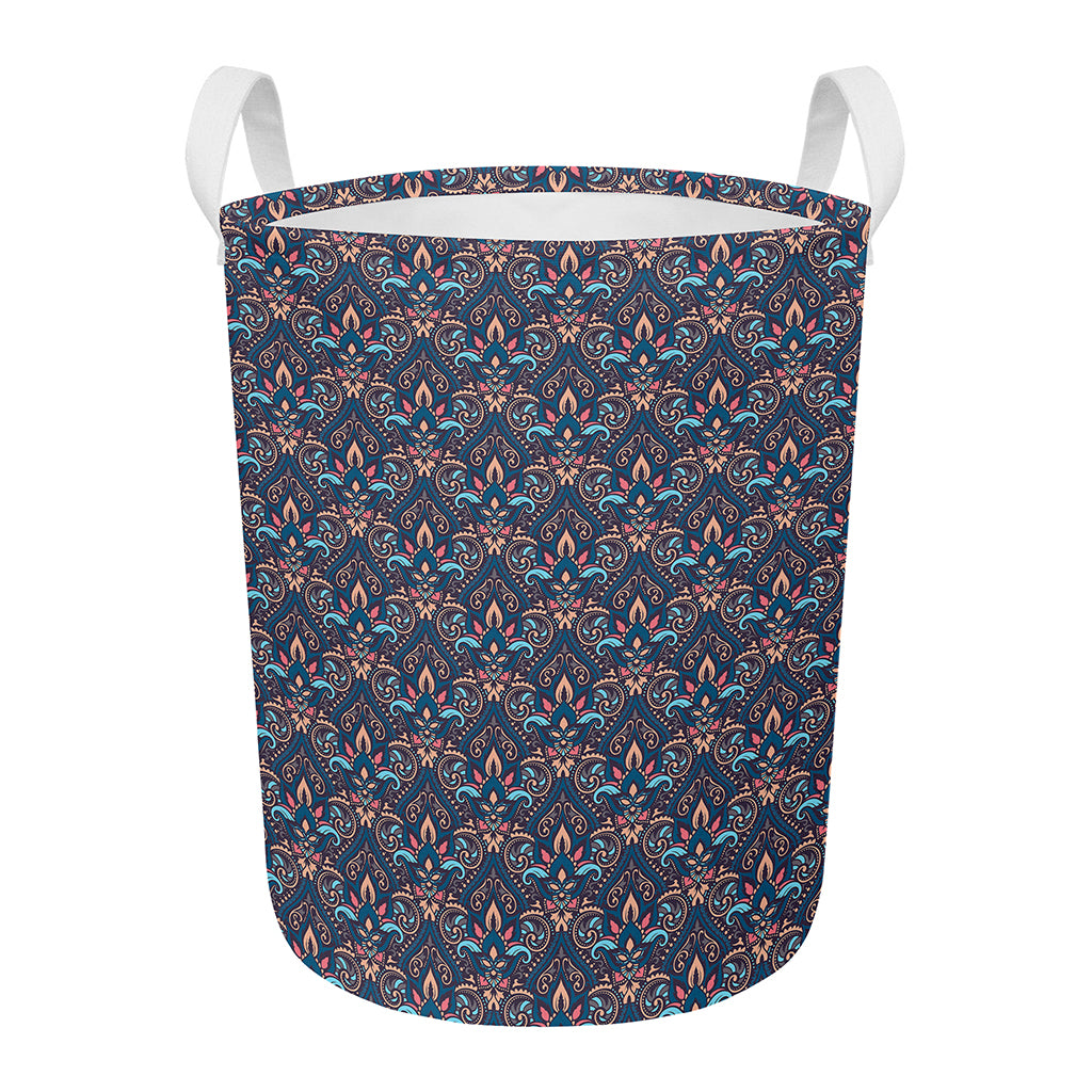 Damask Boho Pattern Print Round Laundry Basket