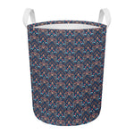 Damask Boho Pattern Print Round Laundry Basket
