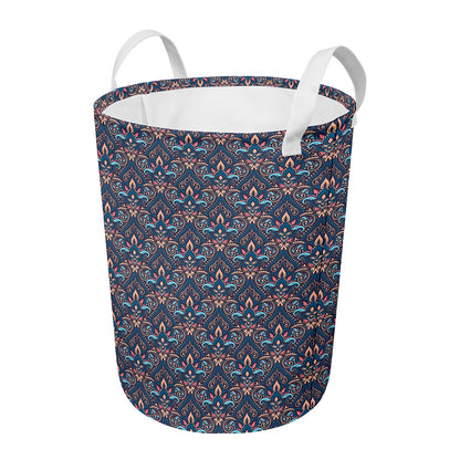 Damask Boho Pattern Print Round Laundry Basket