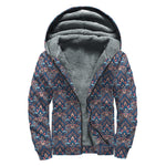 Damask Boho Pattern Print Sherpa Lined Zip Up Hoodie