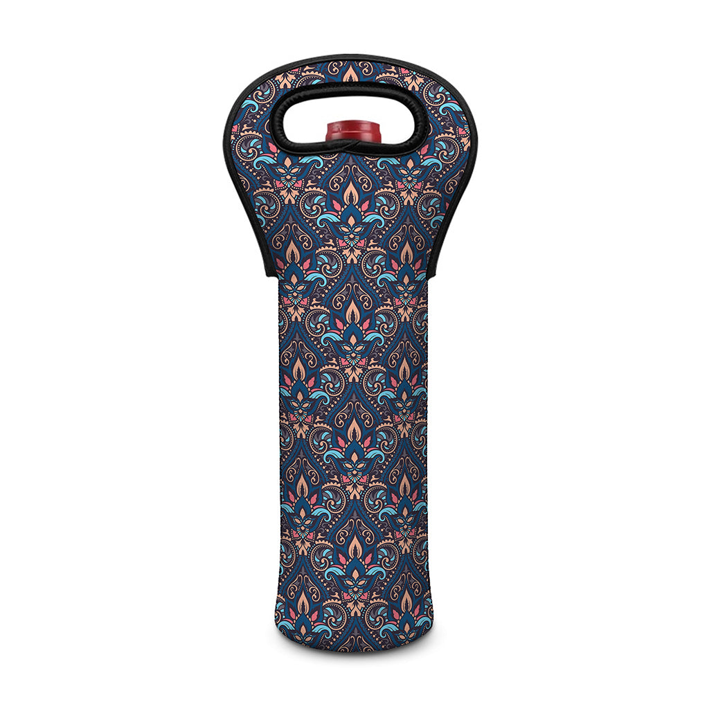 Damask Boho Pattern Print Single Neoprene Wine Tote