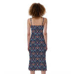 Damask Boho Pattern Print Slim Fit Midi Cami Dress