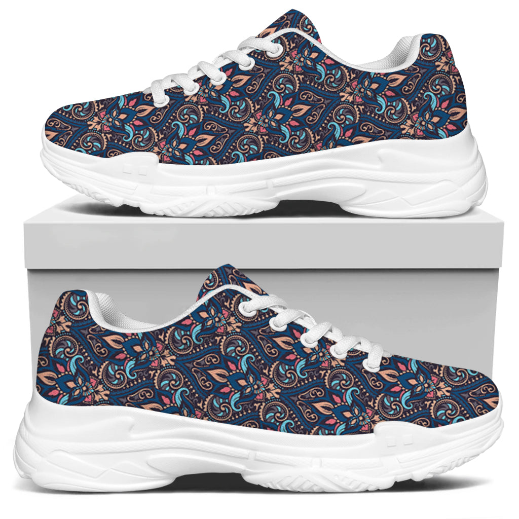 Damask Boho Pattern Print White Chunky Shoes