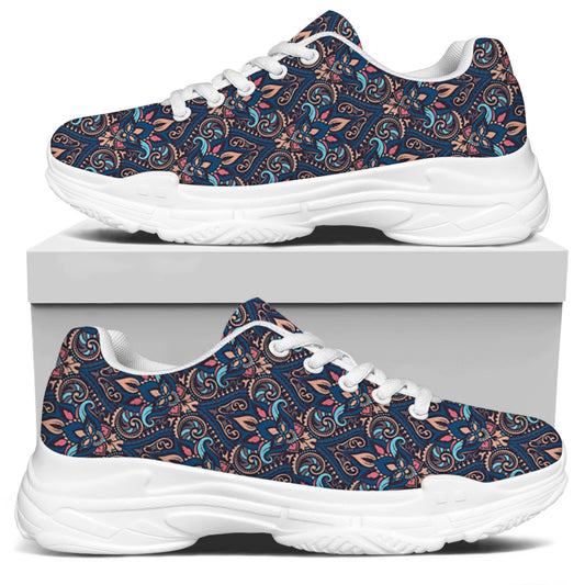 Damask Boho Pattern Print White Chunky Shoes