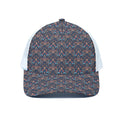 Damask Boho Pattern Print White Mesh Trucker Hat