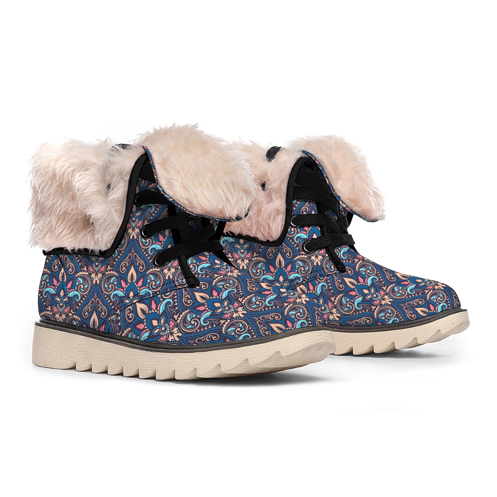 Damask Boho Pattern Print Winter Boots