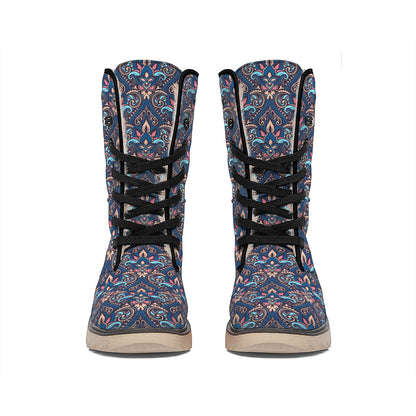 Damask Boho Pattern Print Winter Boots