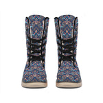 Damask Boho Pattern Print Winter Boots