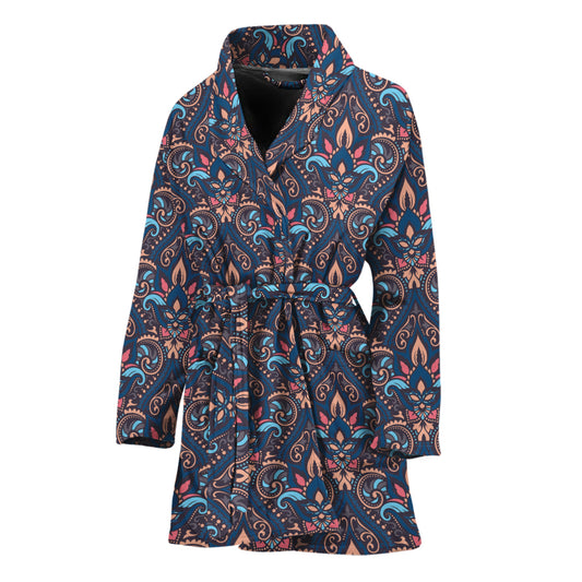 Damask Boho Pattern Print Women's Bathrobe