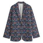 Damask Boho Pattern Print Women's Cotton Blazer