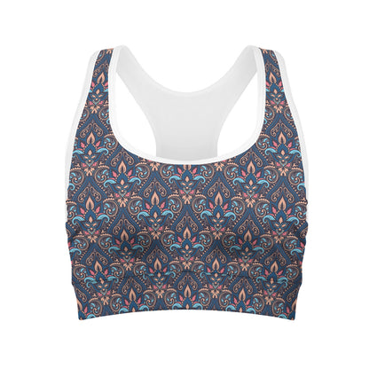 Damask Boho Pattern Print Women's Sports Bra
