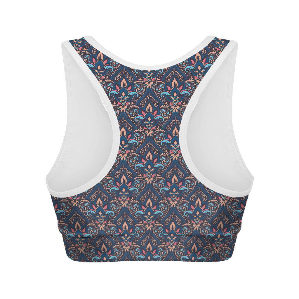 Damask Boho Pattern Print Women's Sports Bra