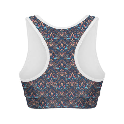 Damask Boho Pattern Print Women's Sports Bra