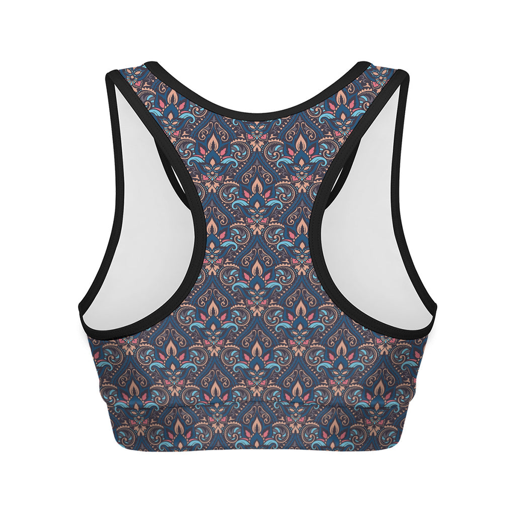 Damask Boho Pattern Print Women's Sports Bra