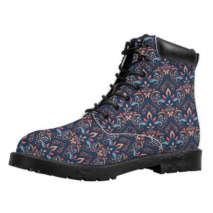 Damask Boho Pattern Print Work Boots