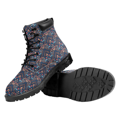 Damask Boho Pattern Print Work Boots