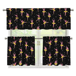 Dancing Ballet Pattern Print 3 Piece Kitchen Curtains