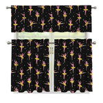 Dancing Ballet Pattern Print 3 Piece Kitchen Curtains