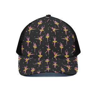 Dancing Ballet Pattern Print Black Mesh Trucker Cap