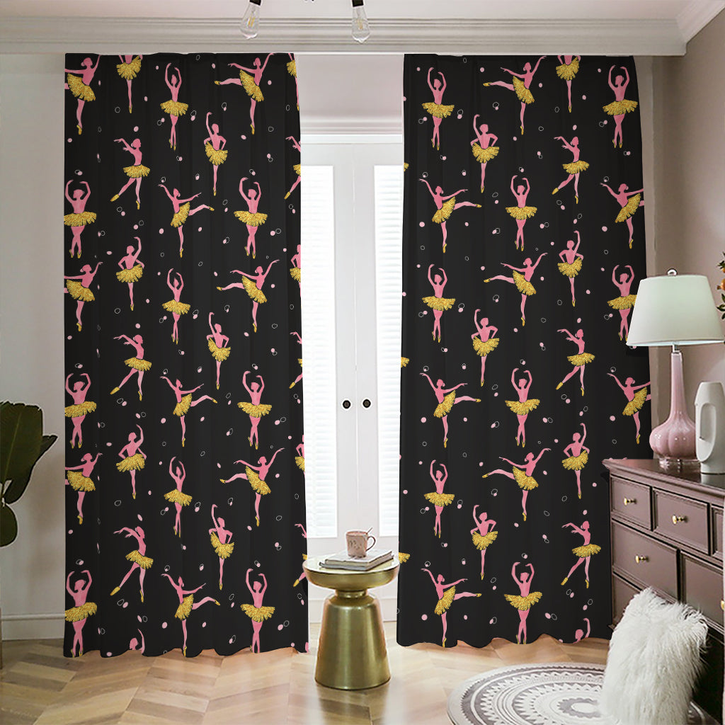 Dancing Ballet Pattern Print Blackout Pencil Pleat Curtains