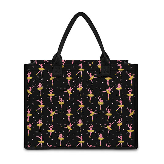 Dancing Ballet Pattern Print Canvas Tote Bag