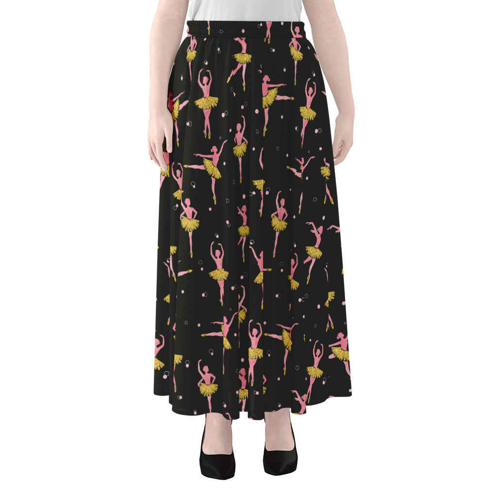 Dancing Ballet Pattern Print Chiffon Maxi Skirt