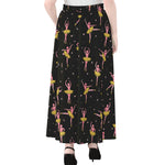 Dancing Ballet Pattern Print Chiffon Maxi Skirt