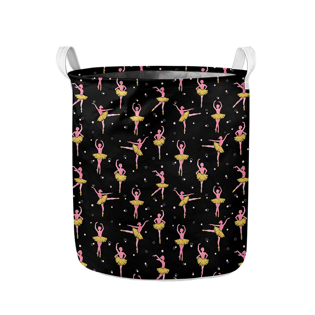 Dancing Ballet Pattern Print Collapsible Laundry Basket
