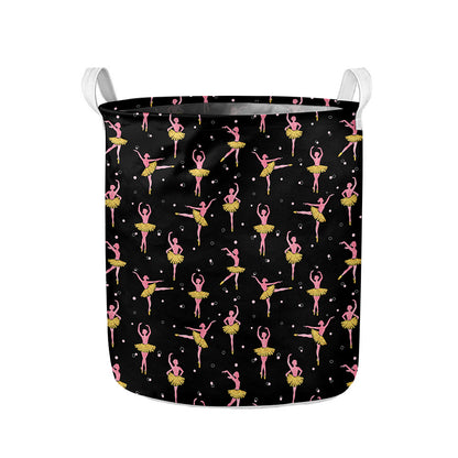 Dancing Ballet Pattern Print Collapsible Laundry Basket