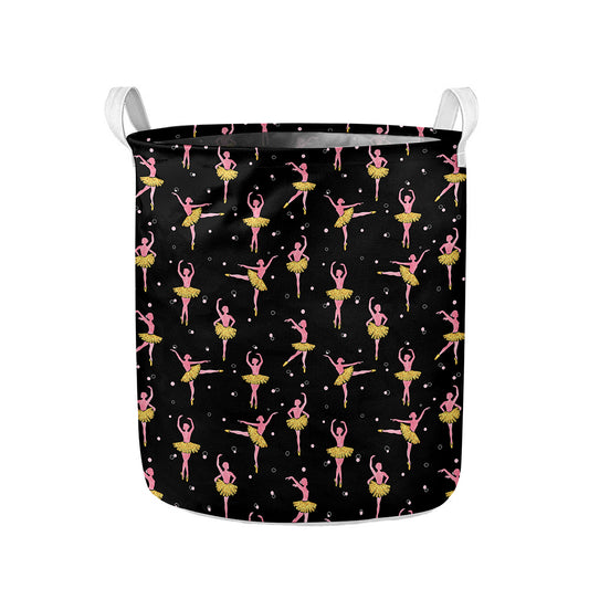 Dancing Ballet Pattern Print Collapsible Laundry Basket