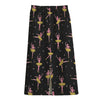 Dancing Ballet Pattern Print Cotton Front Slit Maxi Skirt