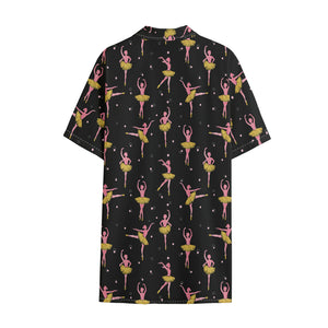 Dancing Ballet Pattern Print Cotton Hawaiian Shirt