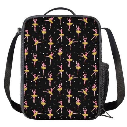 Dancing Ballet Pattern Print Crossbody Lunch Bag