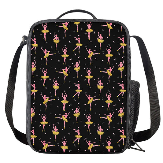 Dancing Ballet Pattern Print Crossbody Lunch Bag
