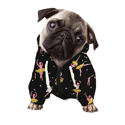 Dancing Ballet Pattern Print Dog Zip Up Hoodie
