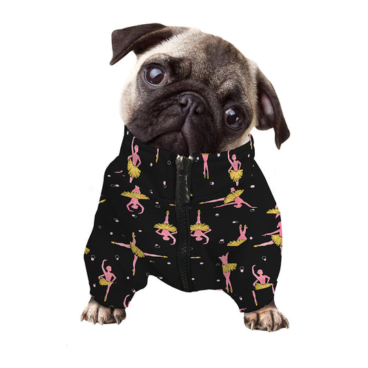 Dancing Ballet Pattern Print Dog Zip Up Jacket