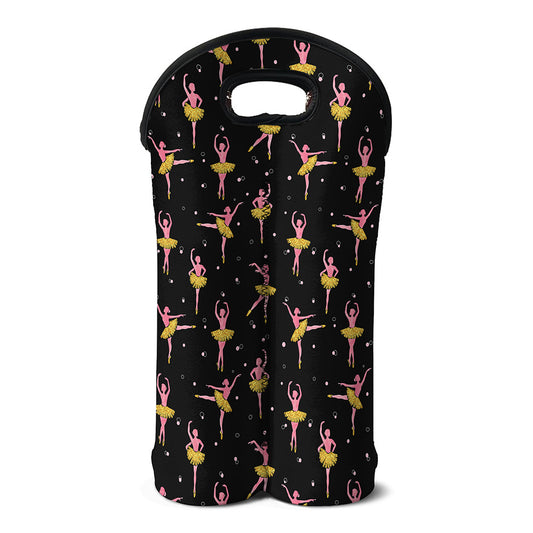 Dancing Ballet Pattern Print Double Neoprene Wine Tote