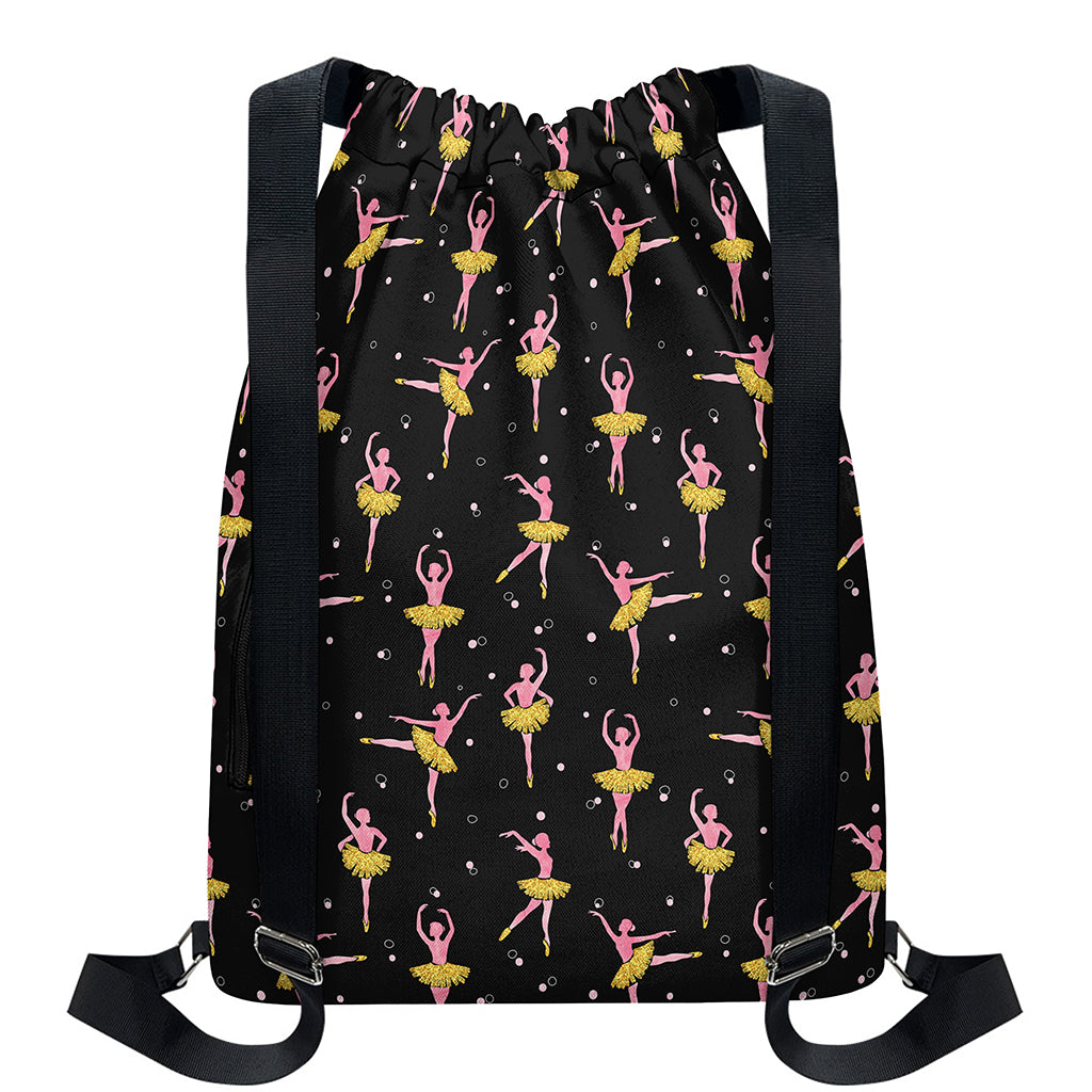 Dancing Ballet Pattern Print Drawstring Backpack