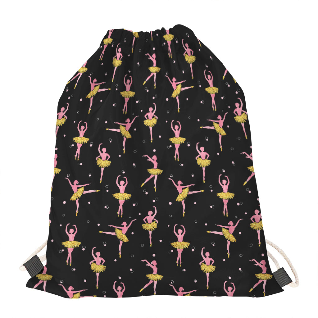 Dancing Ballet Pattern Print Drawstring Bag