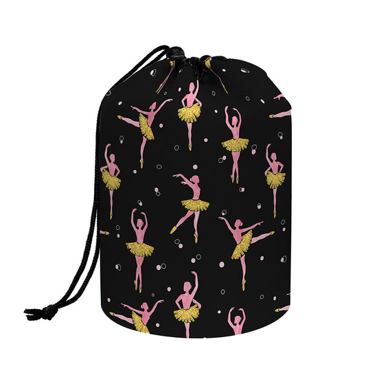 Dancing Ballet Pattern Print Drawstring Makeup Bag